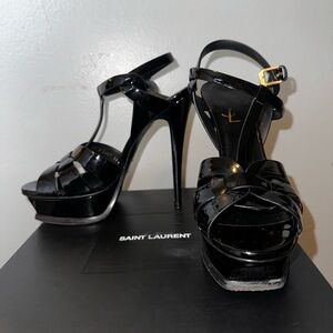 YSL Tribute Patent Leather Platform Sandals